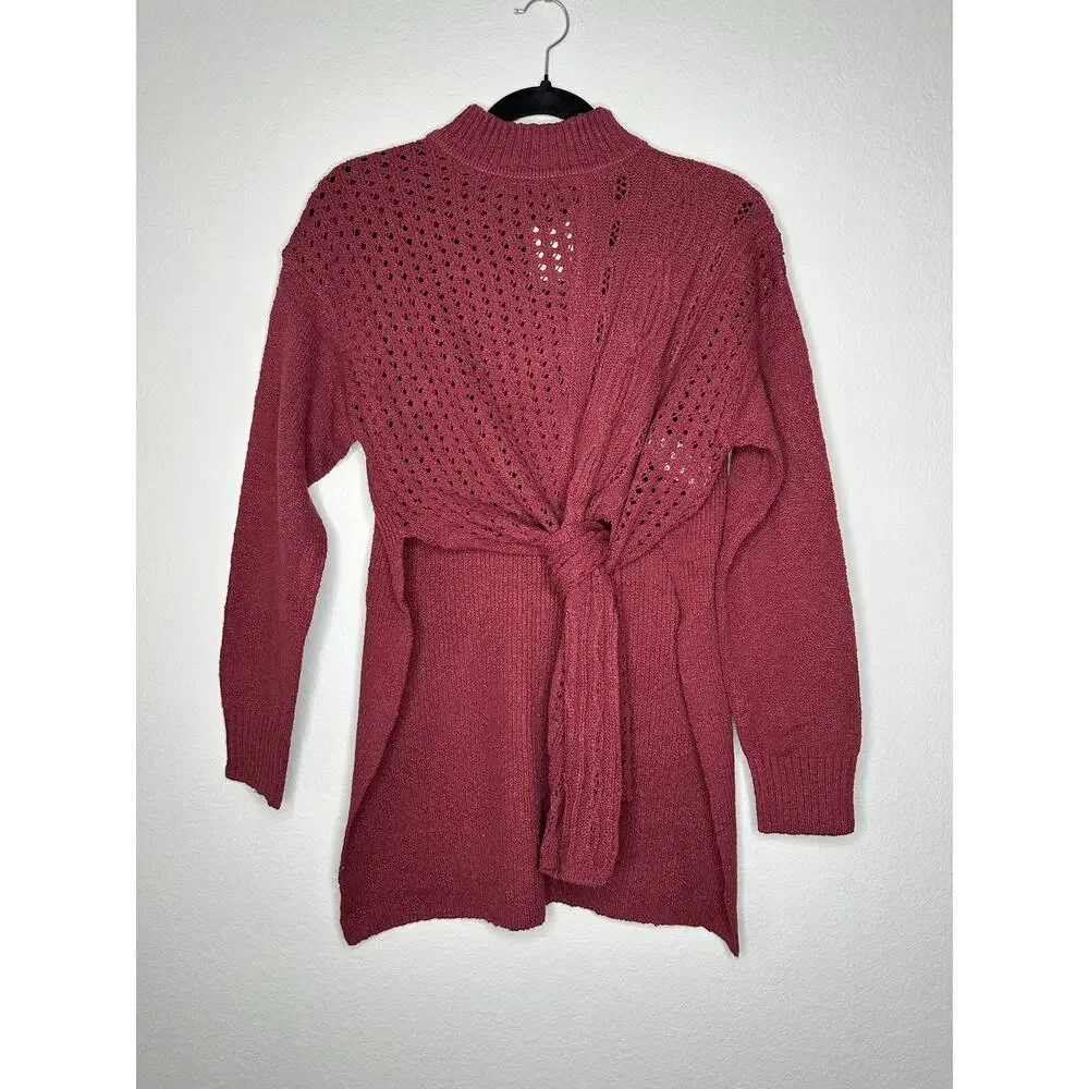 FREE PEOPLE Womens Harper Two Piece Wide Leg Crop Sweater Set in Very Berry XS